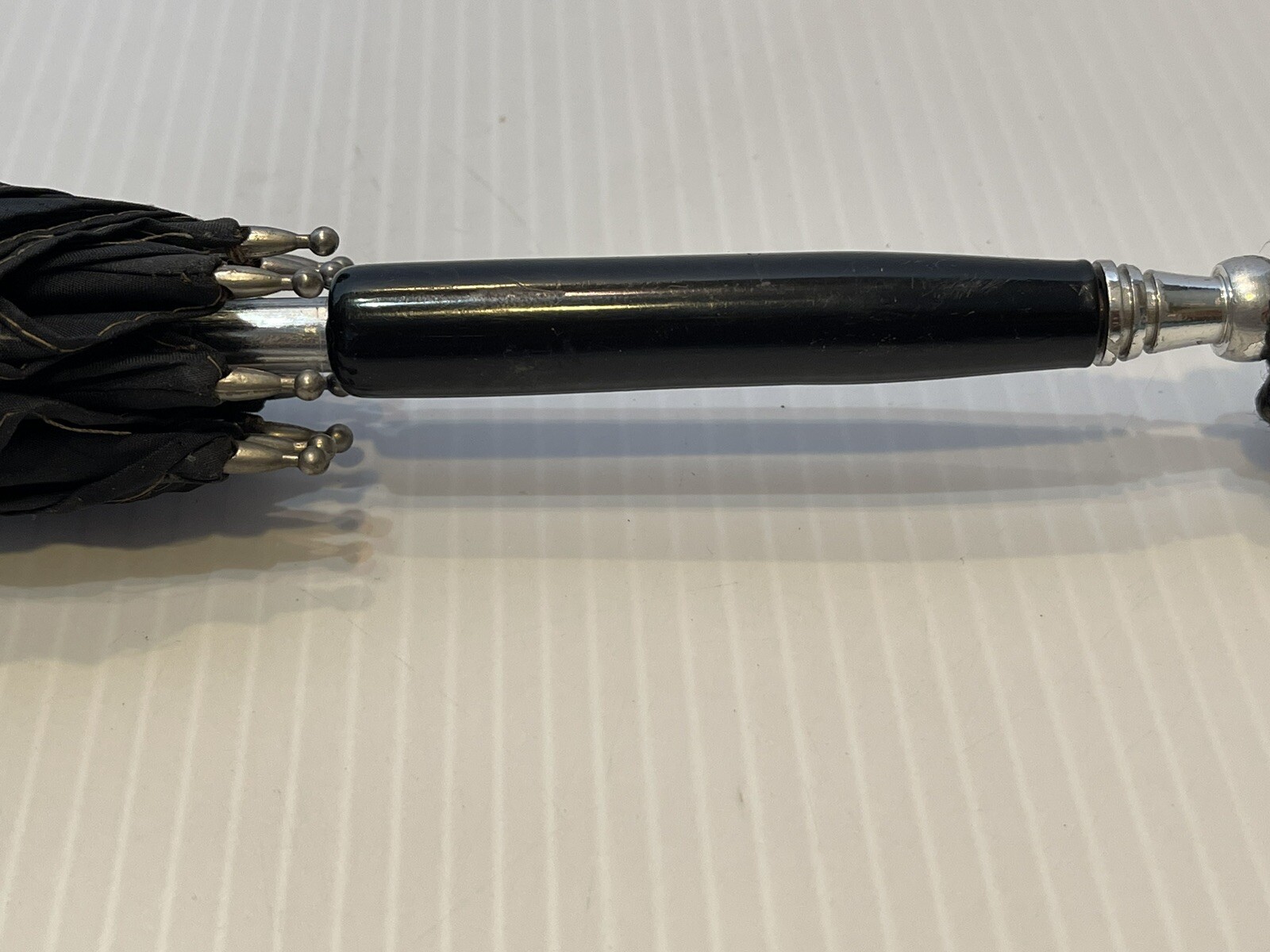 Vintage Antique Metal Black Umbrella Camel Handle “Rare” 30 1/2” Long