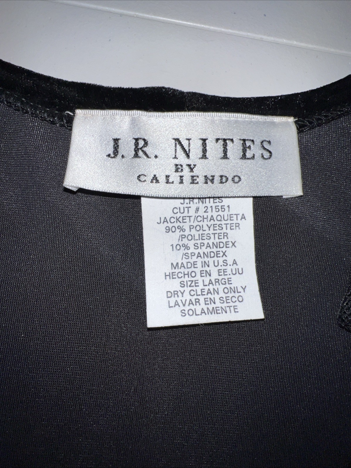 Vintage J. R Nites By Caliendo Evening Jacket large Black Velvet rinestone clasp