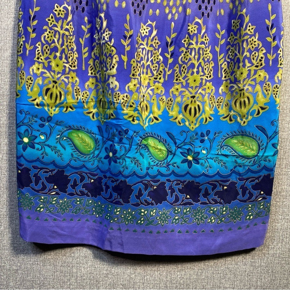 Vintage Y2K Maggy London Size 10 100% Silk Dress Sleeveless Shift Purple Sheath