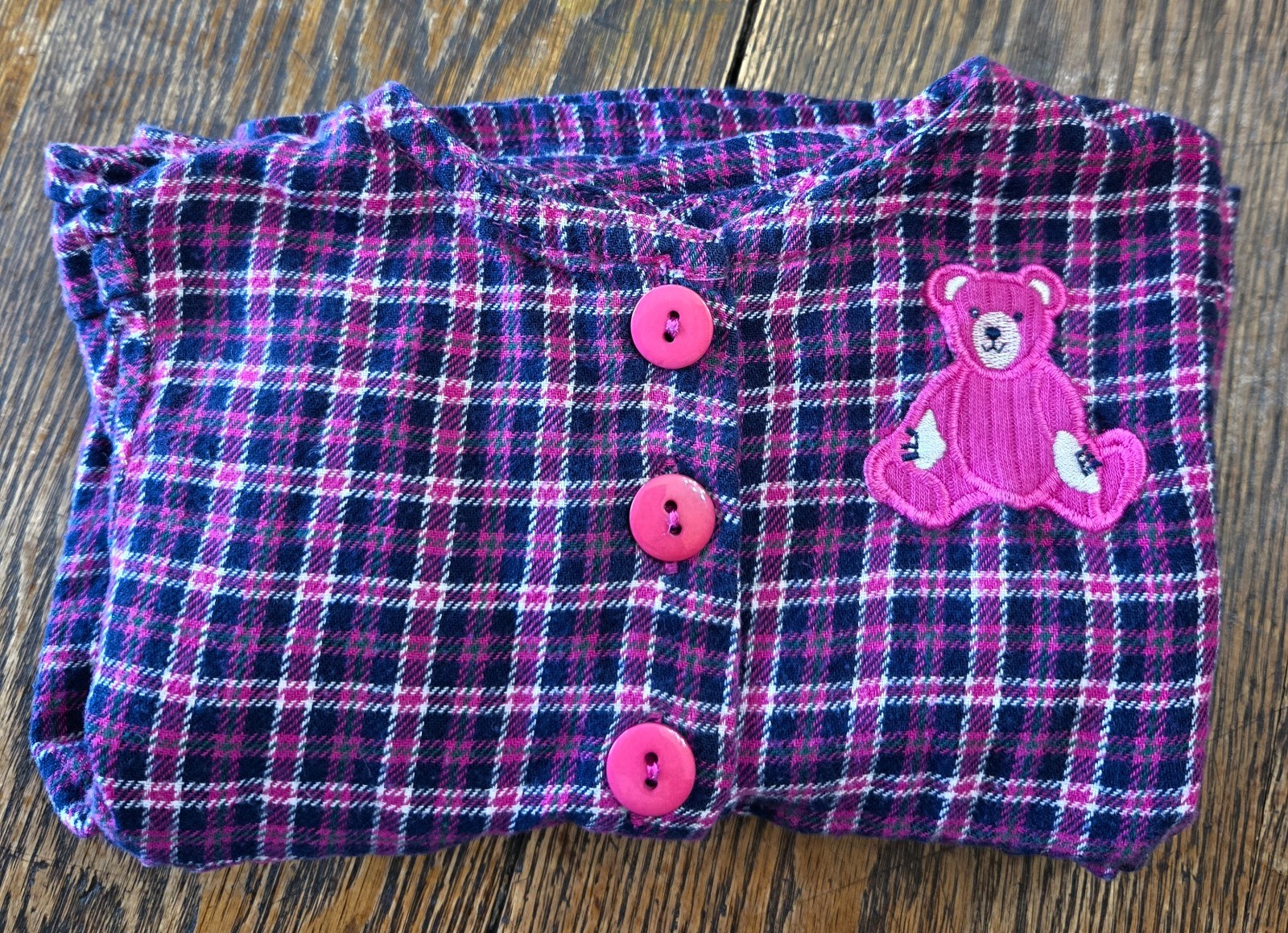 VTG CC Baby Girls Top Size 6-9 Month Puff Sleeves Empire Waist Bear Applique Y2K