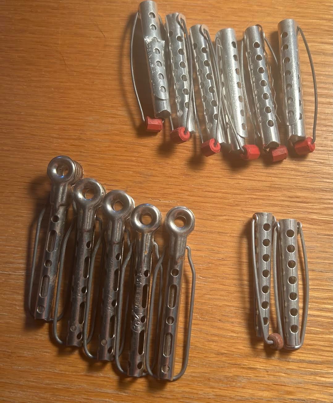 Lot of 13 VTG. Aluminum Hair Curlers Hair Clips Brands: Tip Top, Coif