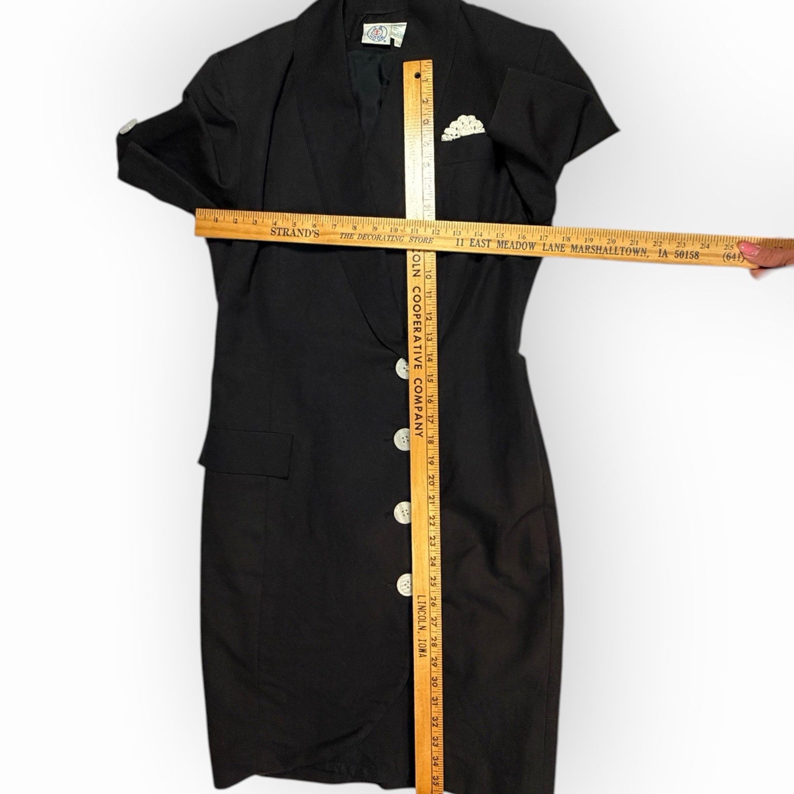 vtg 80s JG HOOK black dress 4 linen cotton nautical retro business Lined Pocket