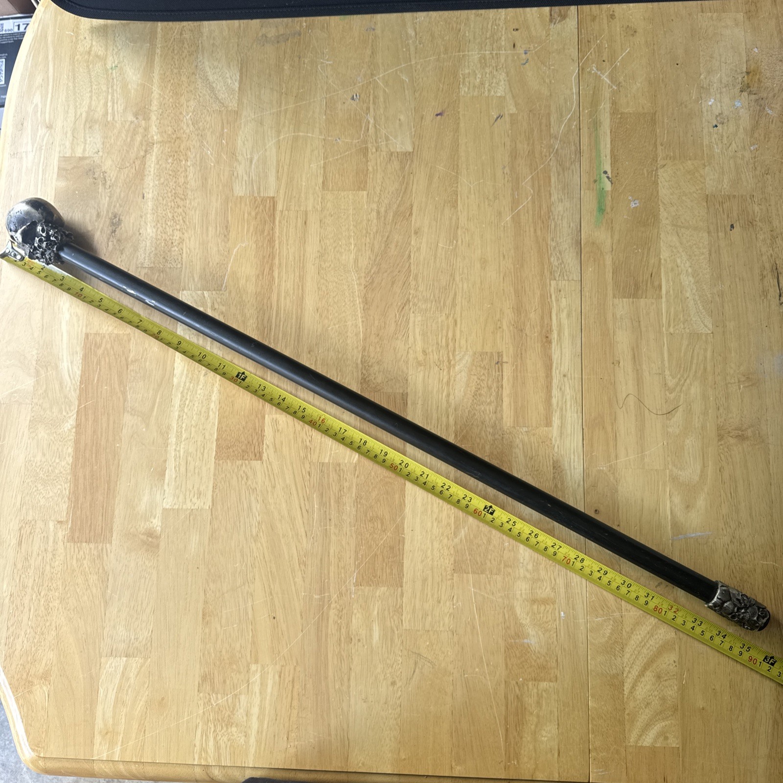 Gothic Skull Cane Metal Walking Stick Halloween Cosplay Staff 35in