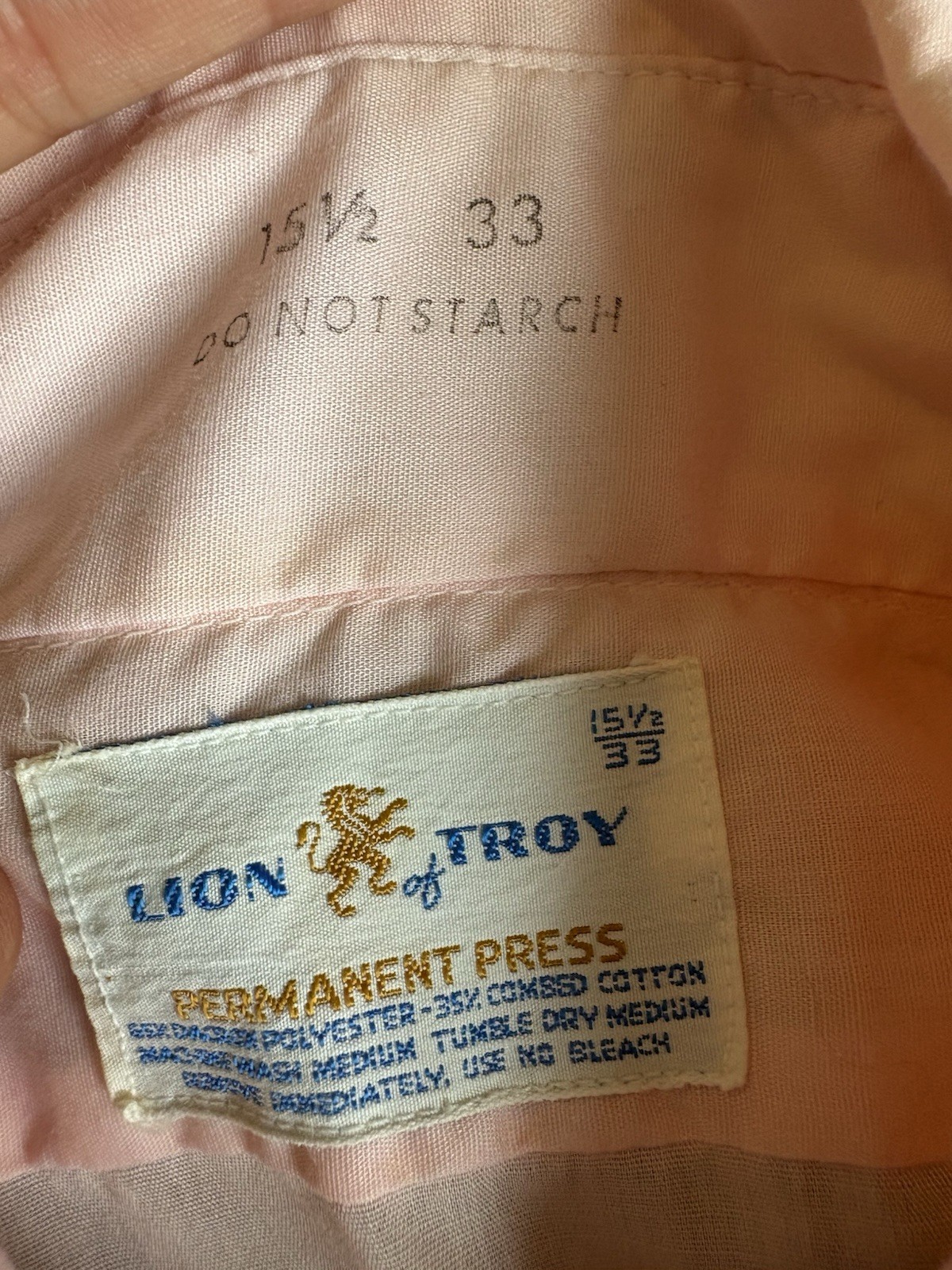 LION OF TROY BABY PINK RUFFLE VINTAGE TUXEDO DRESS SHIRT SZ 15.5 SZ 33 MEDIUM