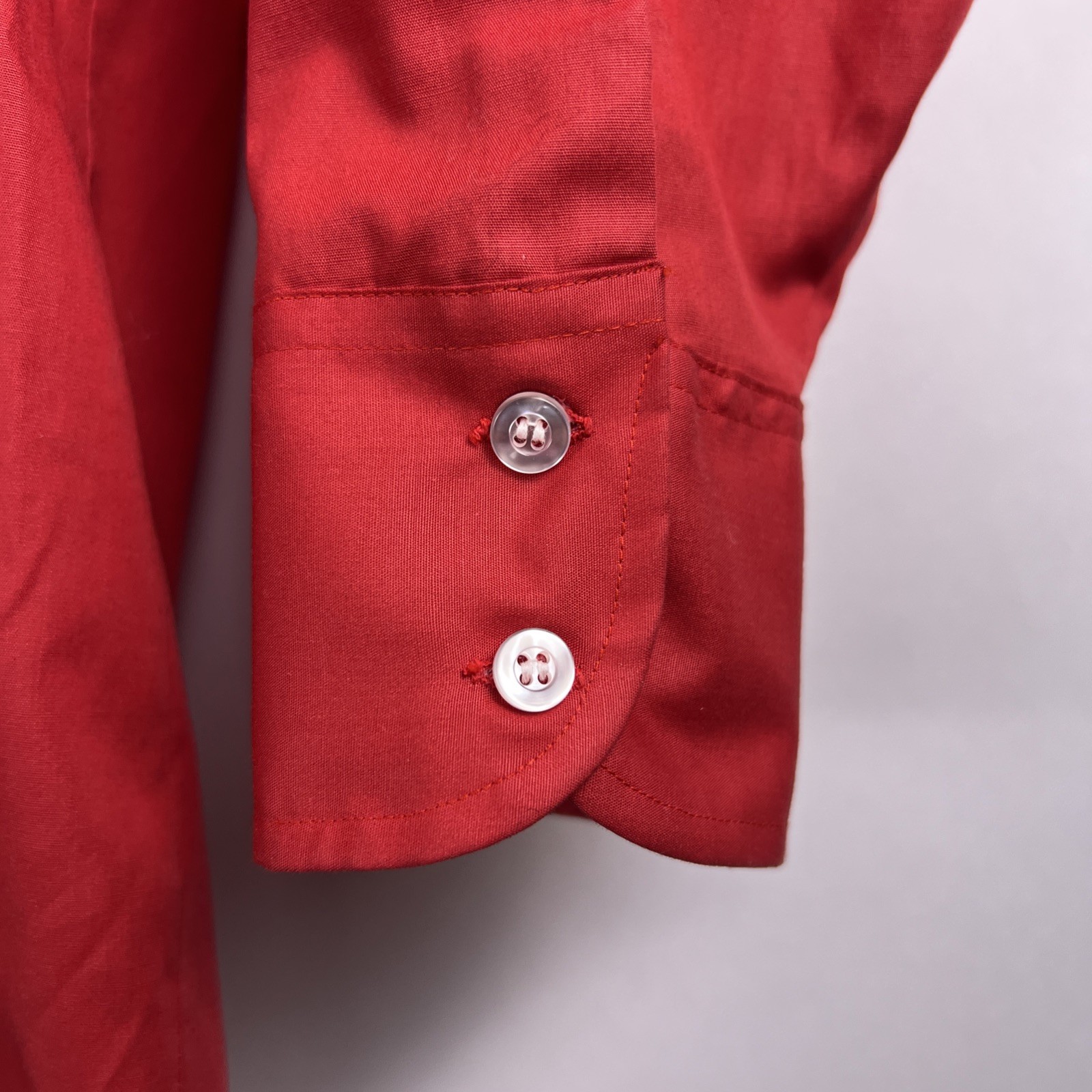 VTG 70s Arrow Kent Collection Mens 16-32 Red Dagger Collar Long Sleeve Button Up