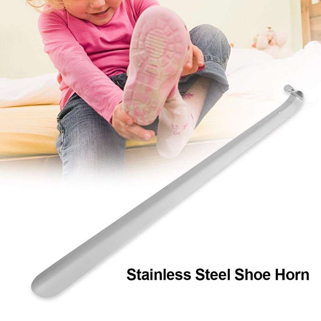 4 Sizes Extra Long Handle Shoe Horn Stainless Steel Handled Metal Shoehorn Horns