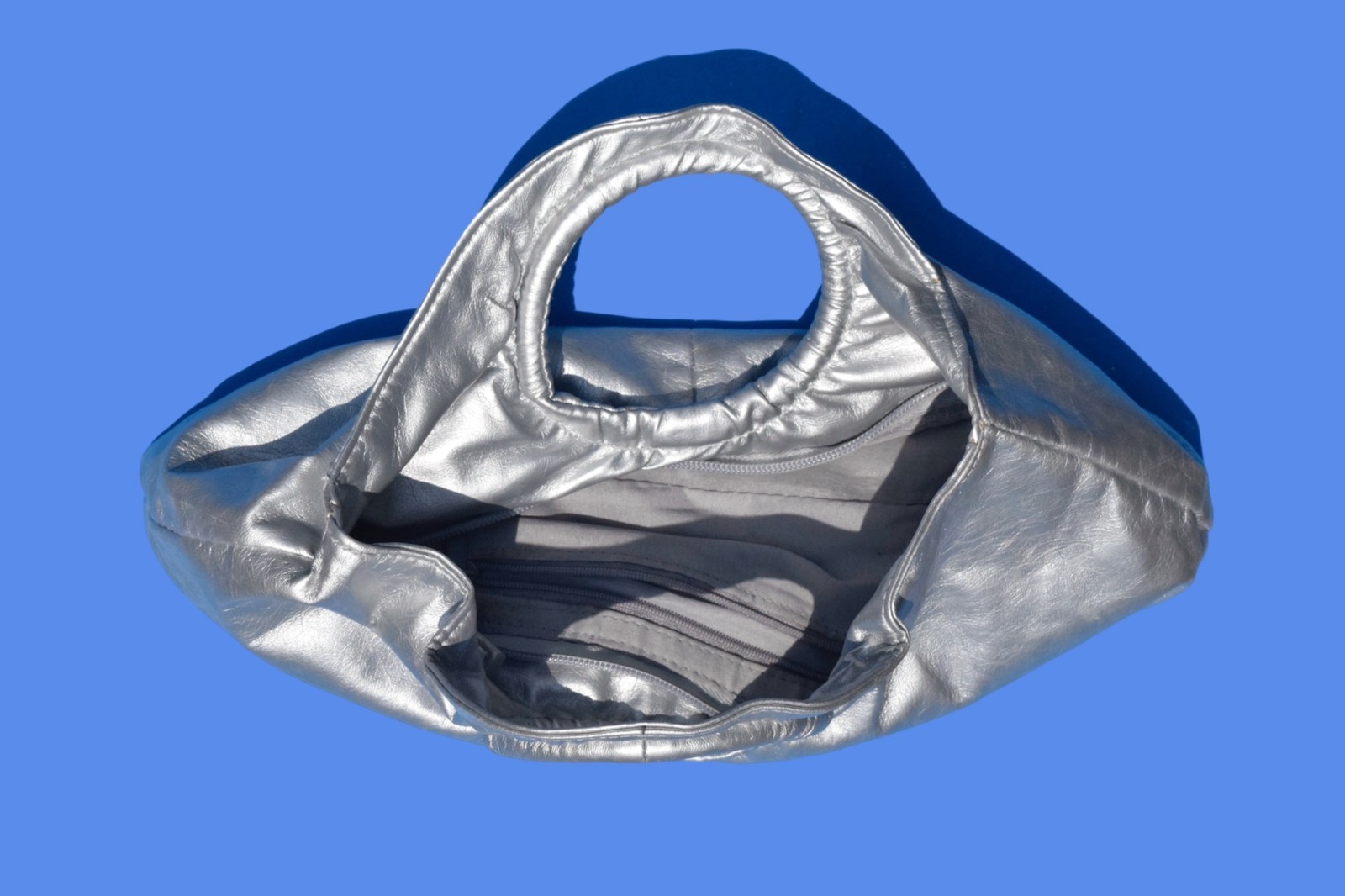 2000s Silver Metallic Slouchy Clutch Purse