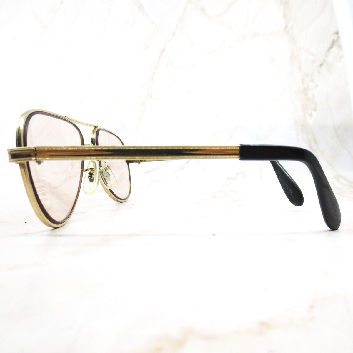 Vintage TITMUS Sunglasses Frame Z87 5-1/2 Men Gold Metal Full Rim Aviator Shape