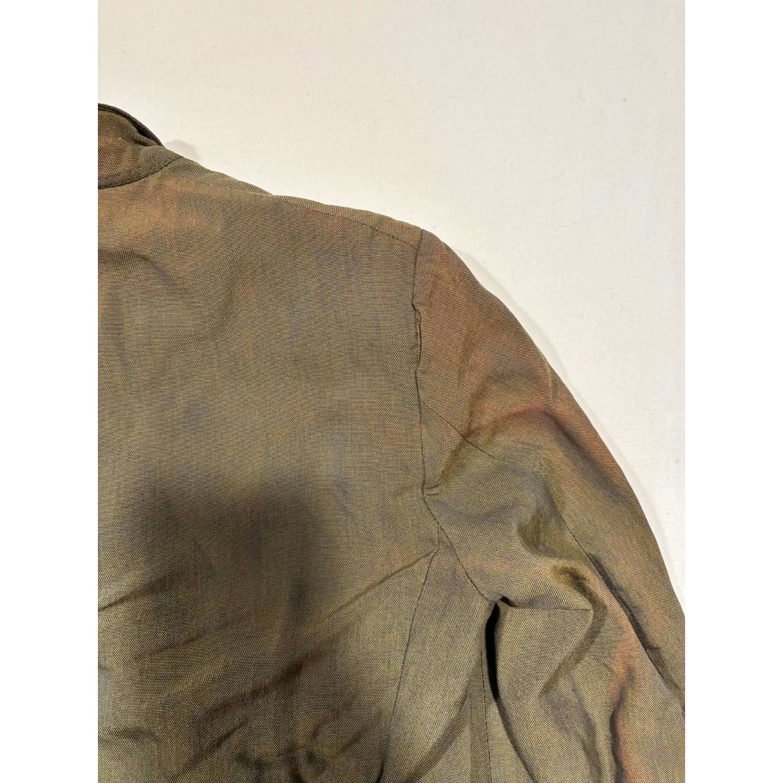 Vintage Diplomat Mens 2 Piece Suit Olive Green Mandarin Made in USA 28×22.5