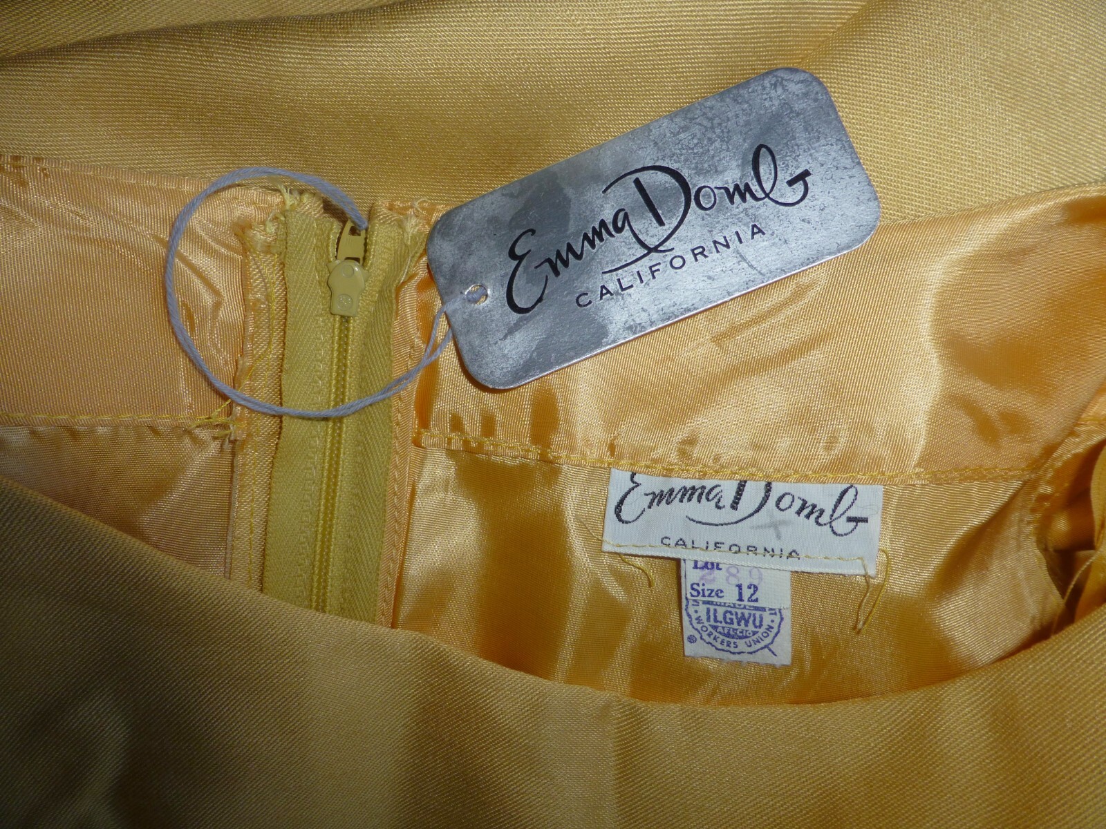 NOS Vtg 60s EMMA DOMB Yellow Regency Wedding Evening Party Maxi DRESS NEW!