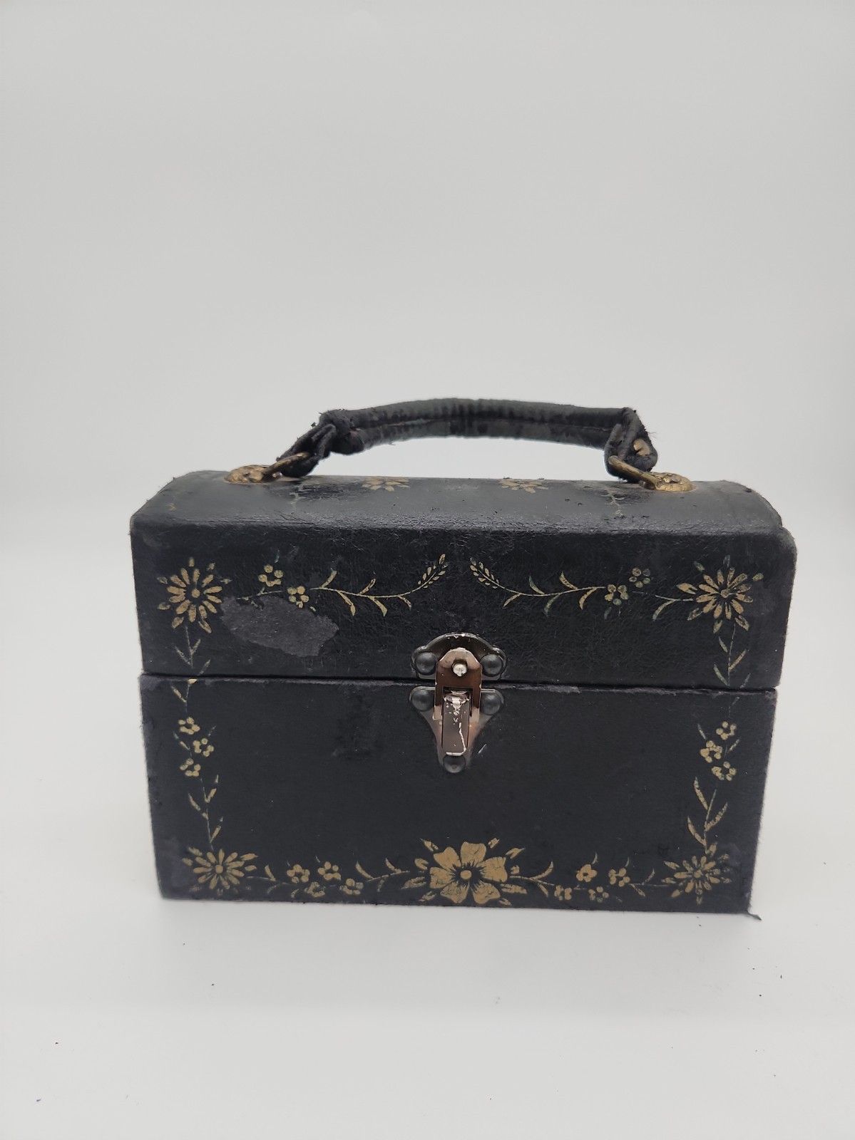 RARE Vtg 1940s WALBORG Japan Book Box Purse Hand Painted Gold Gilt Storybook…