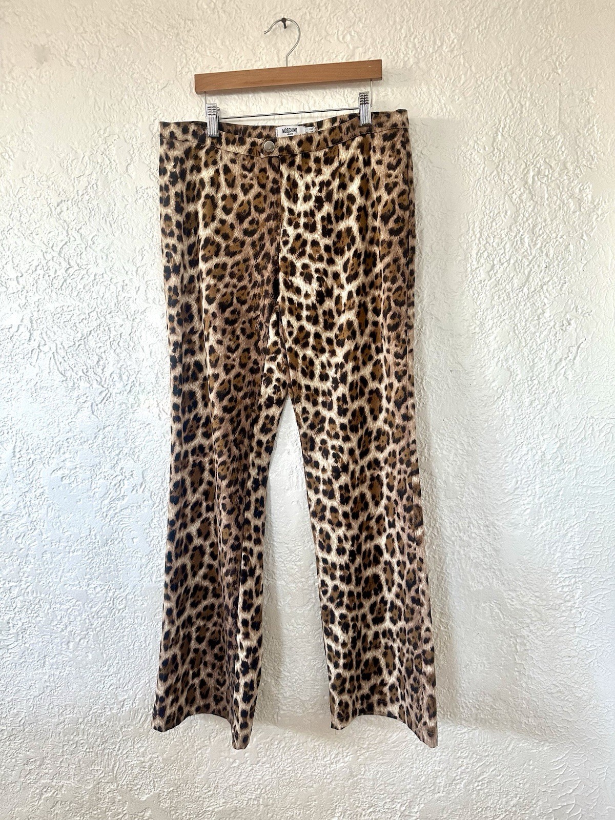 MOSCHINO Jeans Vintage Y2K Low Mid Rise Leopard Cheetah Print Flare Pants 32