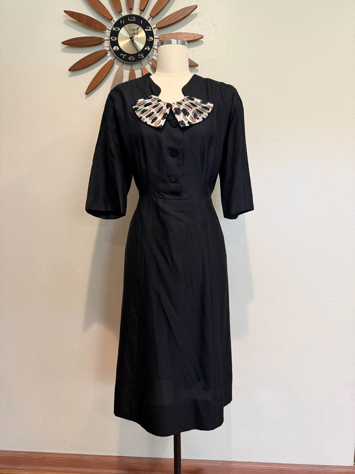 1960s Black Mad Men Volup Dress with Decorative Bow