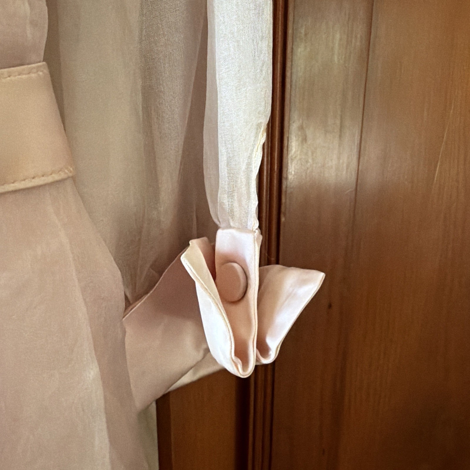 Vintage 1950s Elinor Gay Pink Chiffon Organza Button Up Belted Party Dress