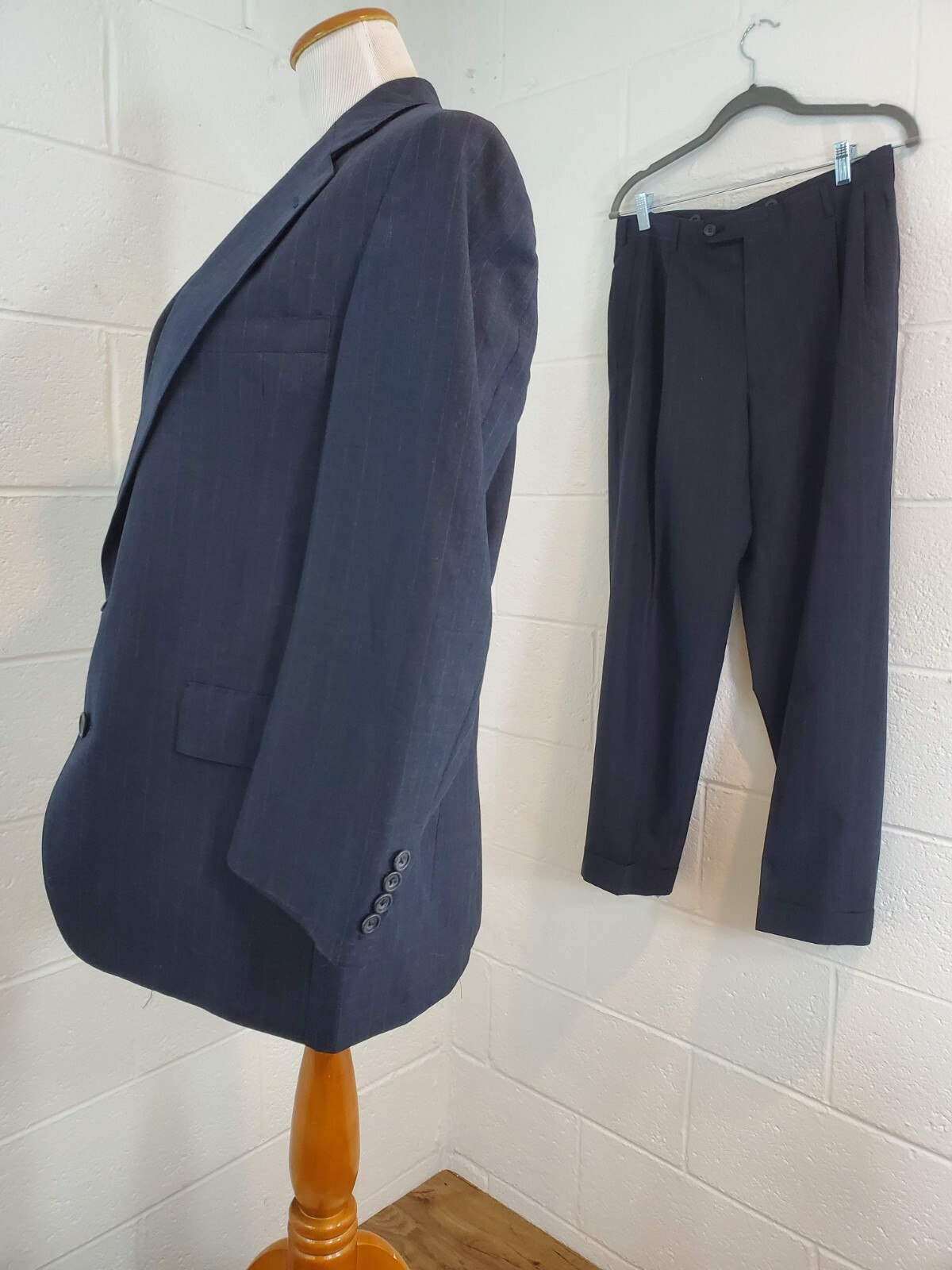 Vintage Austin Reed of Regent Street Mac Hugh Ayrshire Black Pinstripe Suit