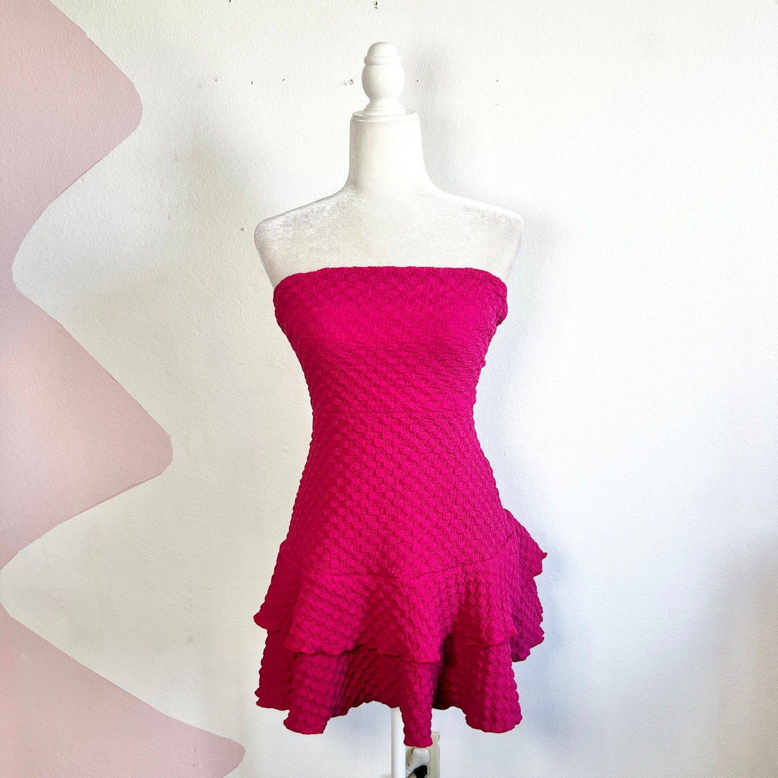 Vintage Y2K Cupcake Dress Tiered 2000s Prom Coquette Retro Pink Small