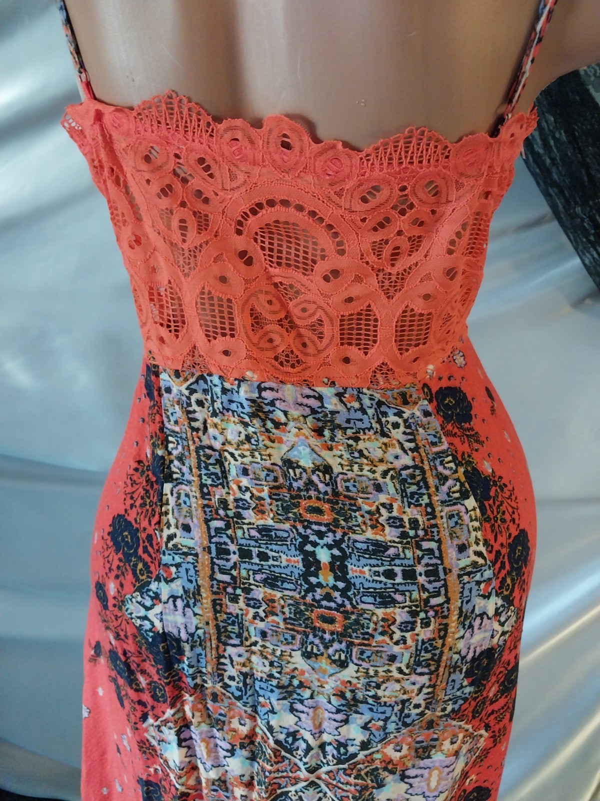 VTG FREE PEOPLE BUTTON UP MAXI DRESS NIGHTGOWN ETHNIC BOHO BOMBSHELL HIPPIE 40