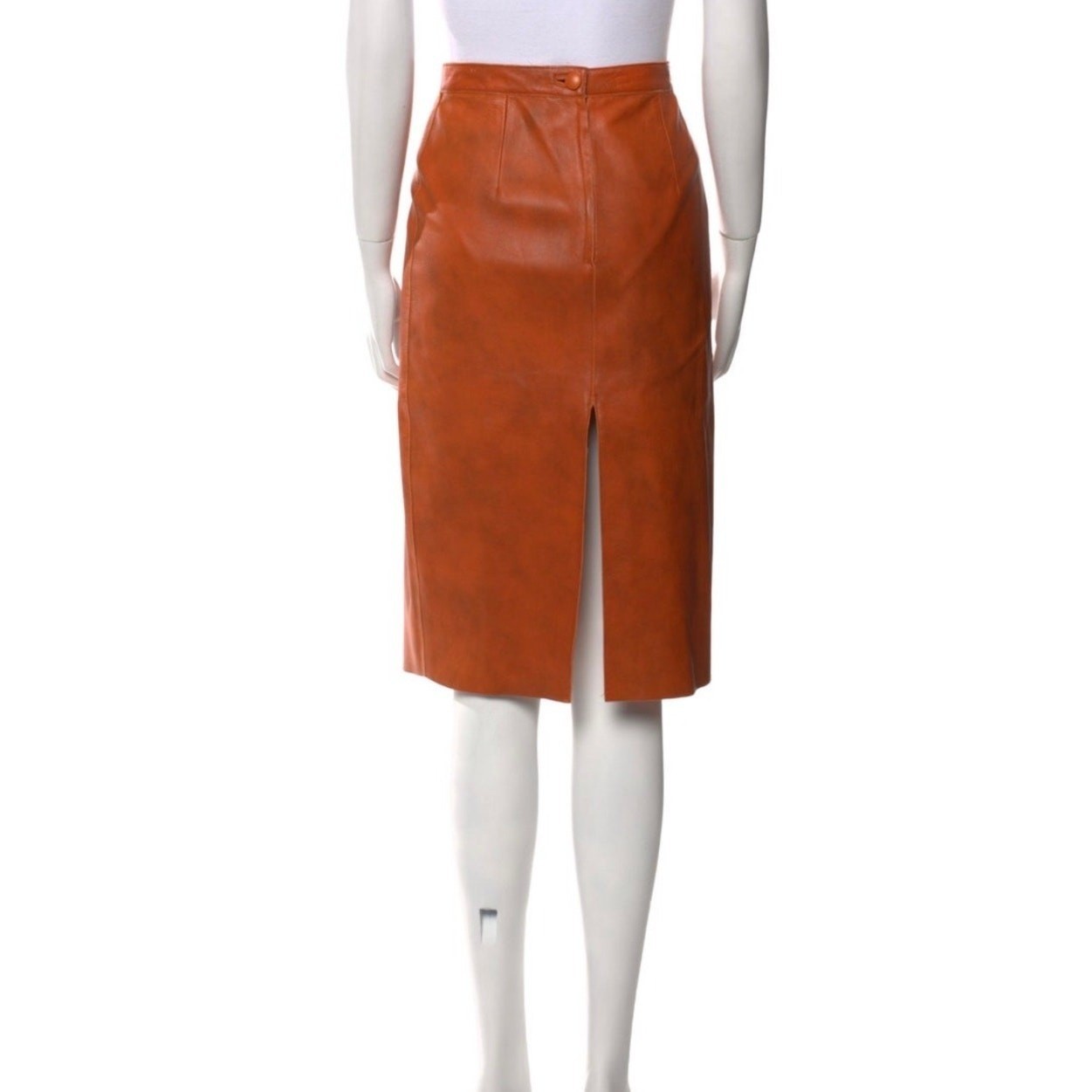Moschino Cheap and Chic Vintage Knee-Length Orange Leather Pencil Skirt Sz 8