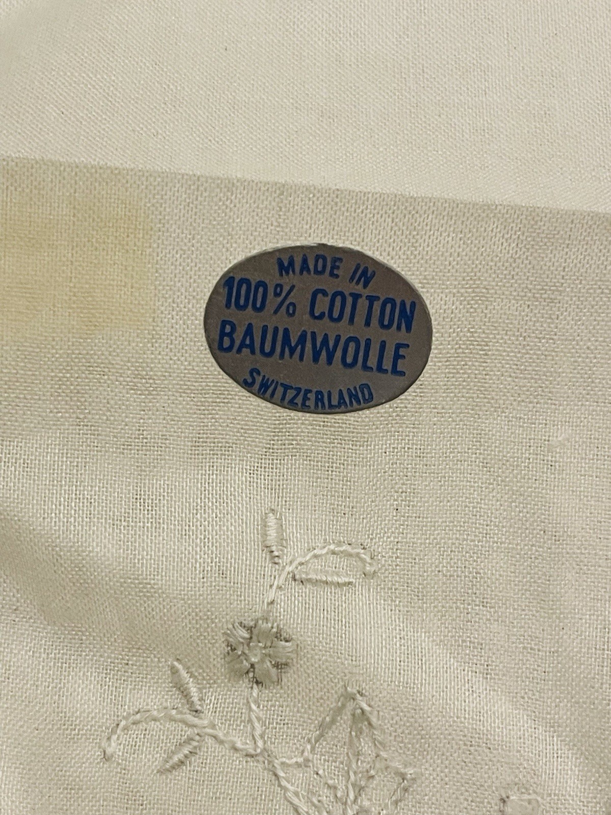 Vintage Whitework Embroidered Handkerchief Baumwolle Cotton
