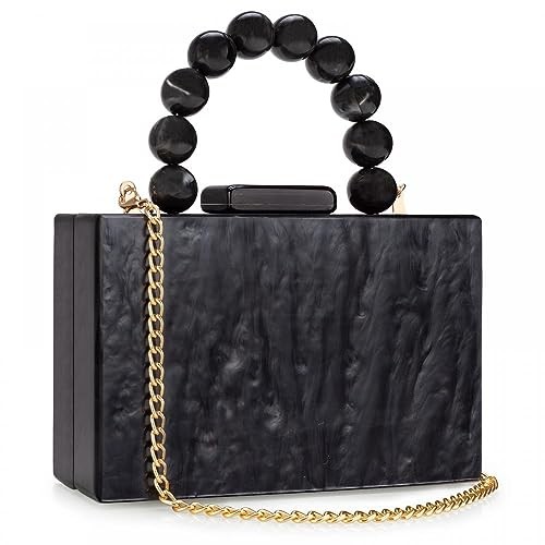 Acrylic Clutch Purses for Women with Marbling Purses and Handbags B Black