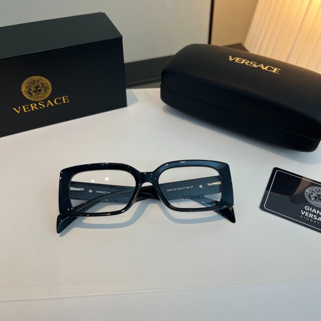 Versace GP24138 52 17-144mm Classic Black Square Unisex Clear Sunglasses New