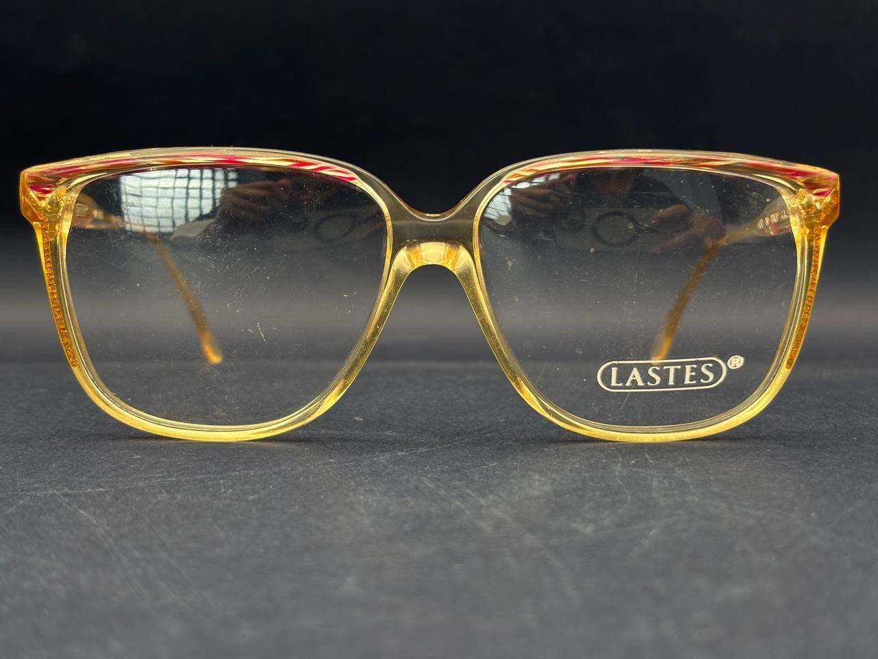 Vintage Lastes M-163 Eyeglasses Frame Clear Yellow Italy NOS 52-18 Women