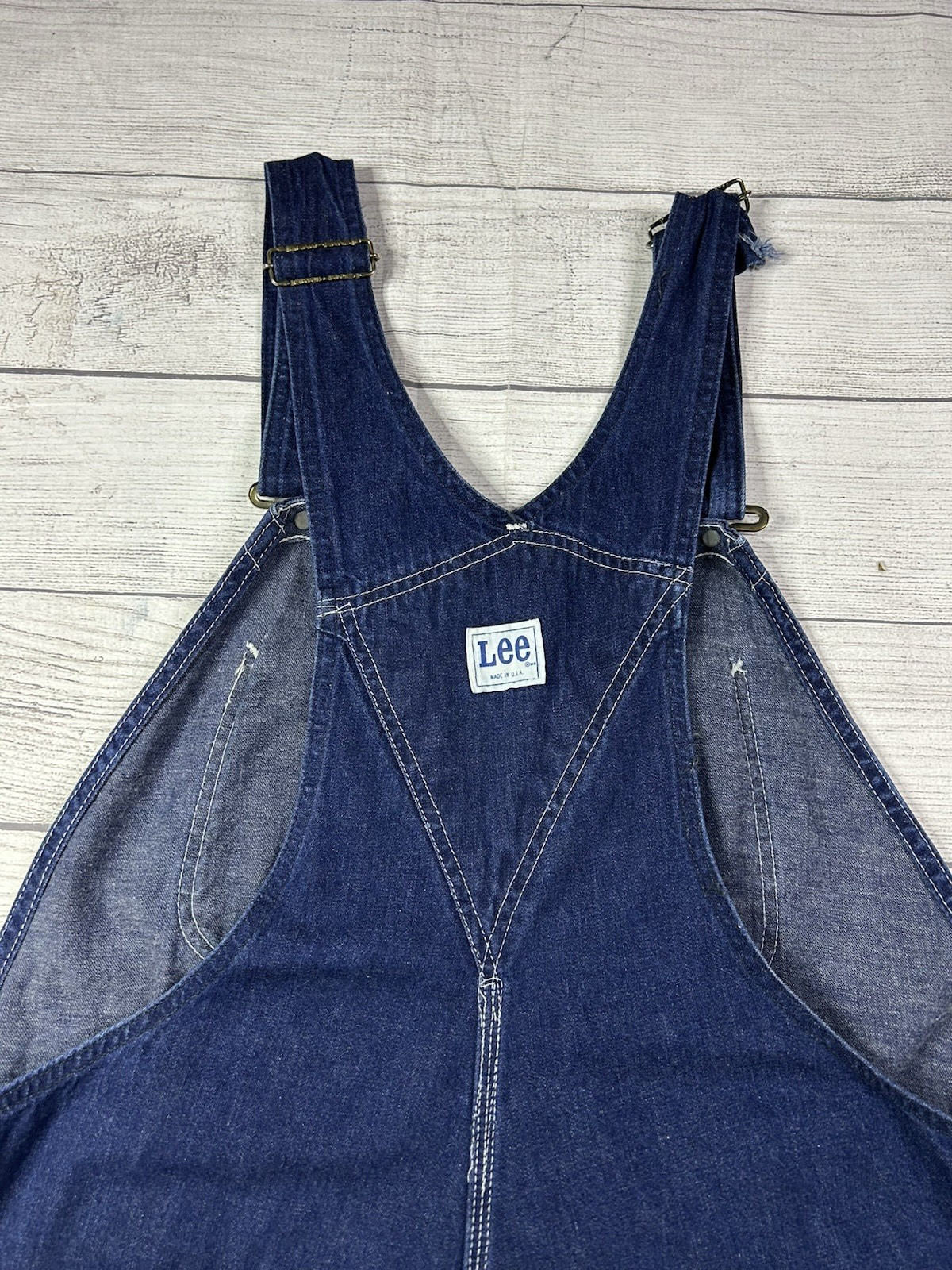 Vintage Lee Denim Overalls Made In USA 41×27 Dark Wash Workwear Farmcore
