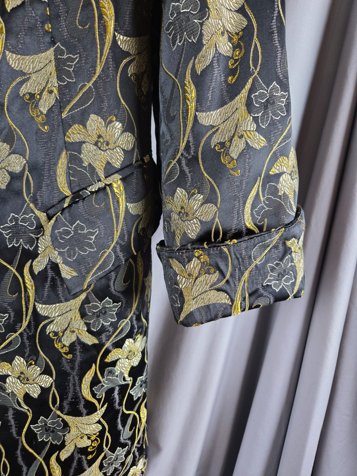 Victor Costa Occasion Gold Floral Jacquard Jacket L Hong Kong Vintage