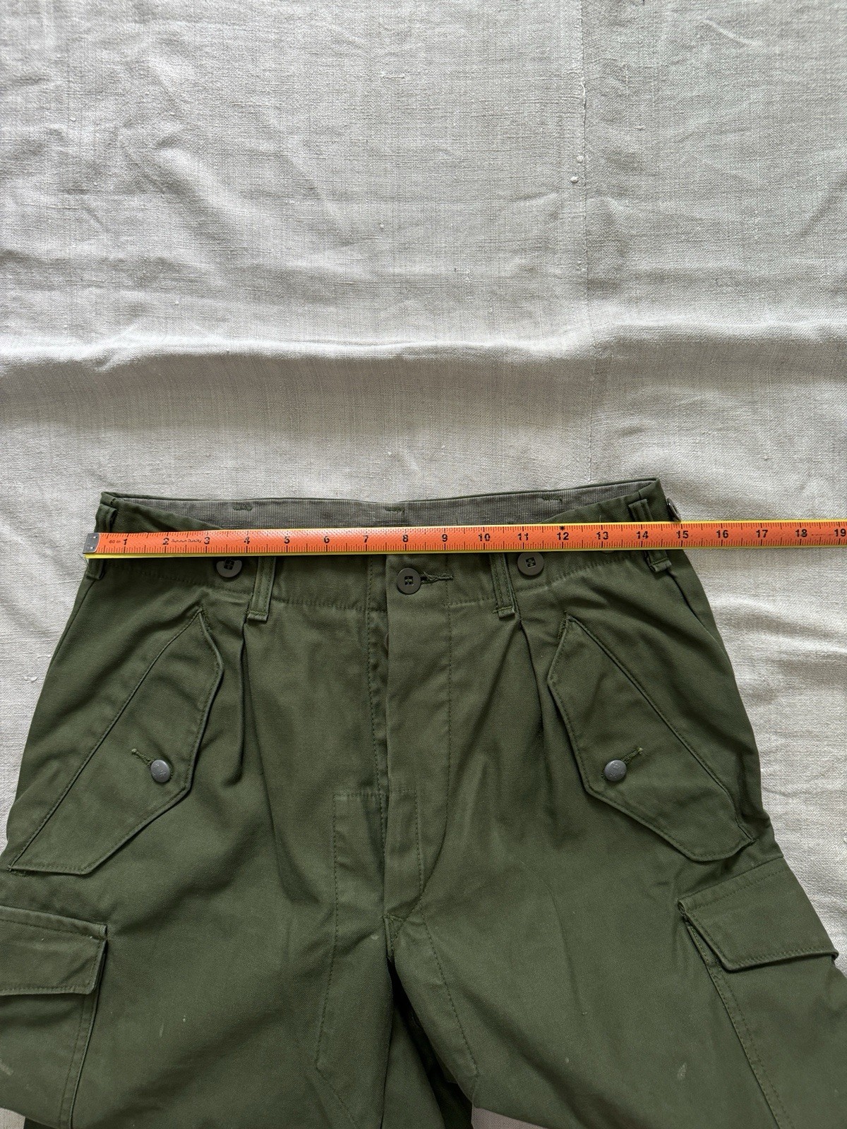 vintage Swedish M59 field trousers cargo military suspender green pants 30×31