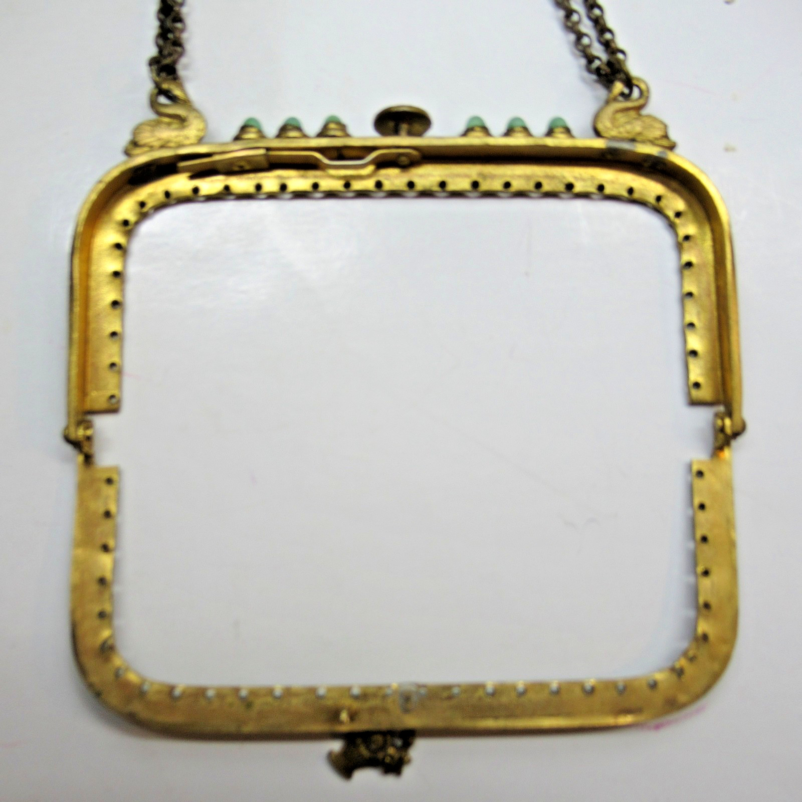 Antique Vintage Jewelled Purse Frame Green Jewels – SELLER PAYS US TARIFFS