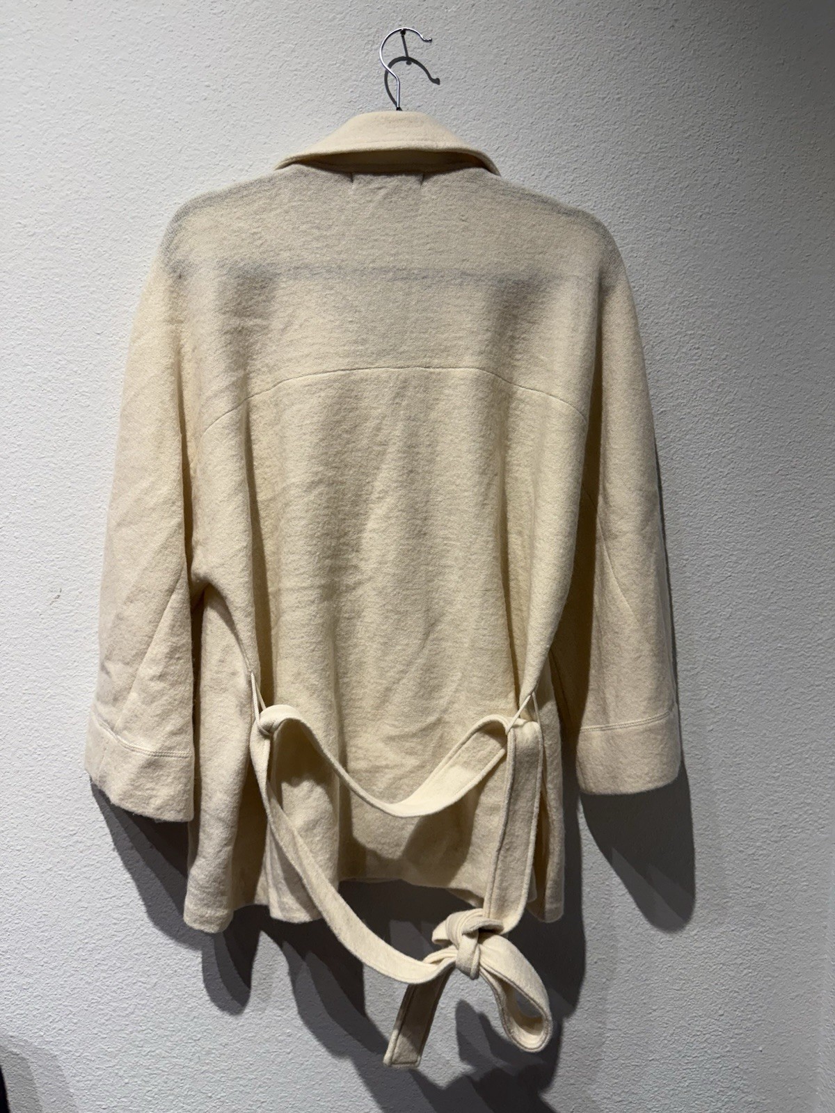 Harvé Benard Women’s Cream Wool Belted Casual Jacket Size XL Preppy Business