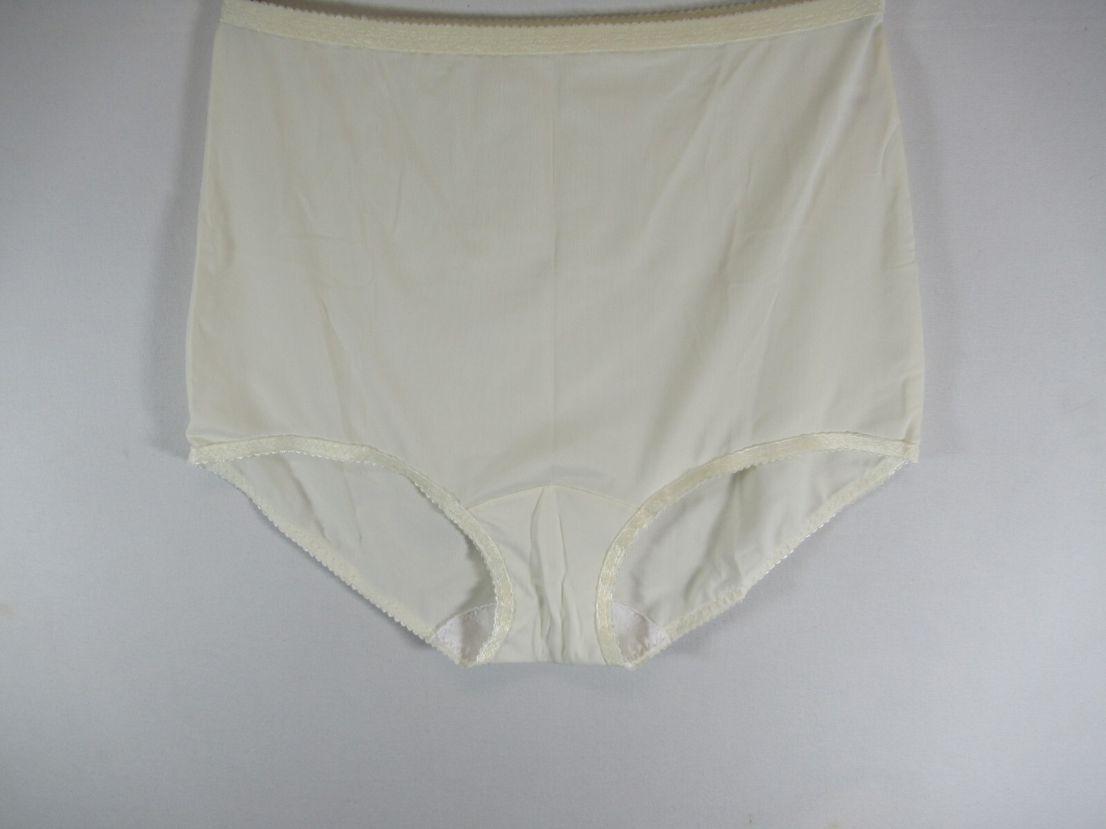 Vintage Shadowline Satin Brief Panties Women Size 1X Ivory Granny Nylon Blend