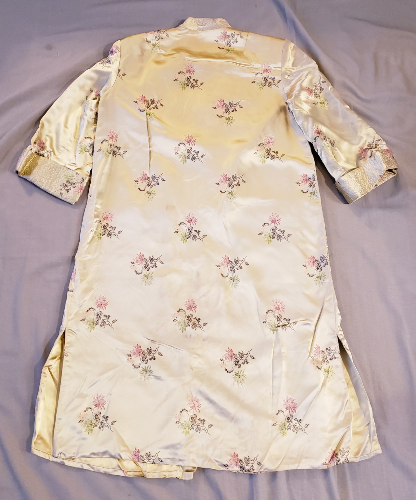 Vintage Chinese Floral Satin Jacket Gold Peony Brand Women’s Size. 38