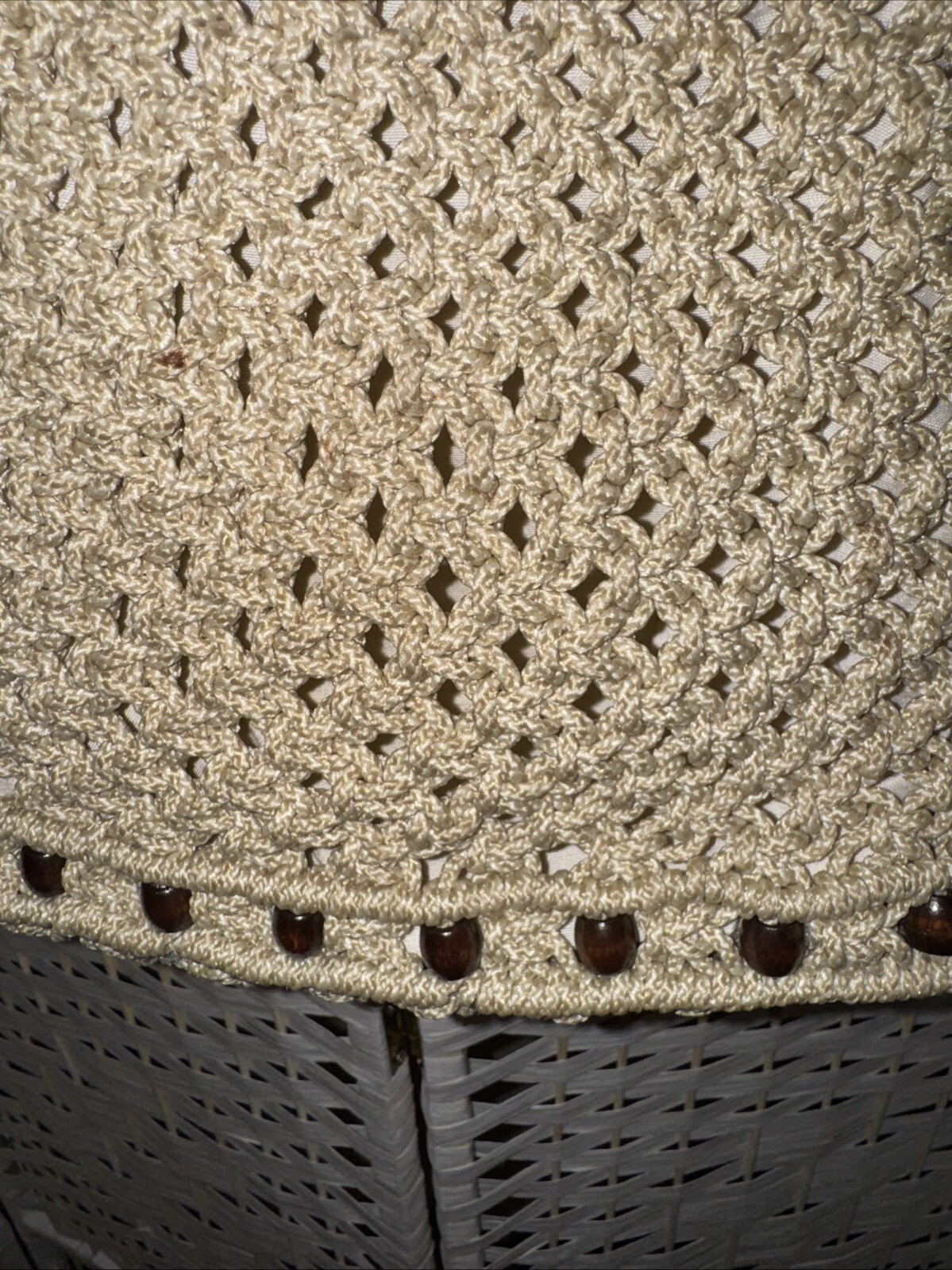 Vintage Bohemian Wooden Handle Beaded Bag Artsy Modern Chic