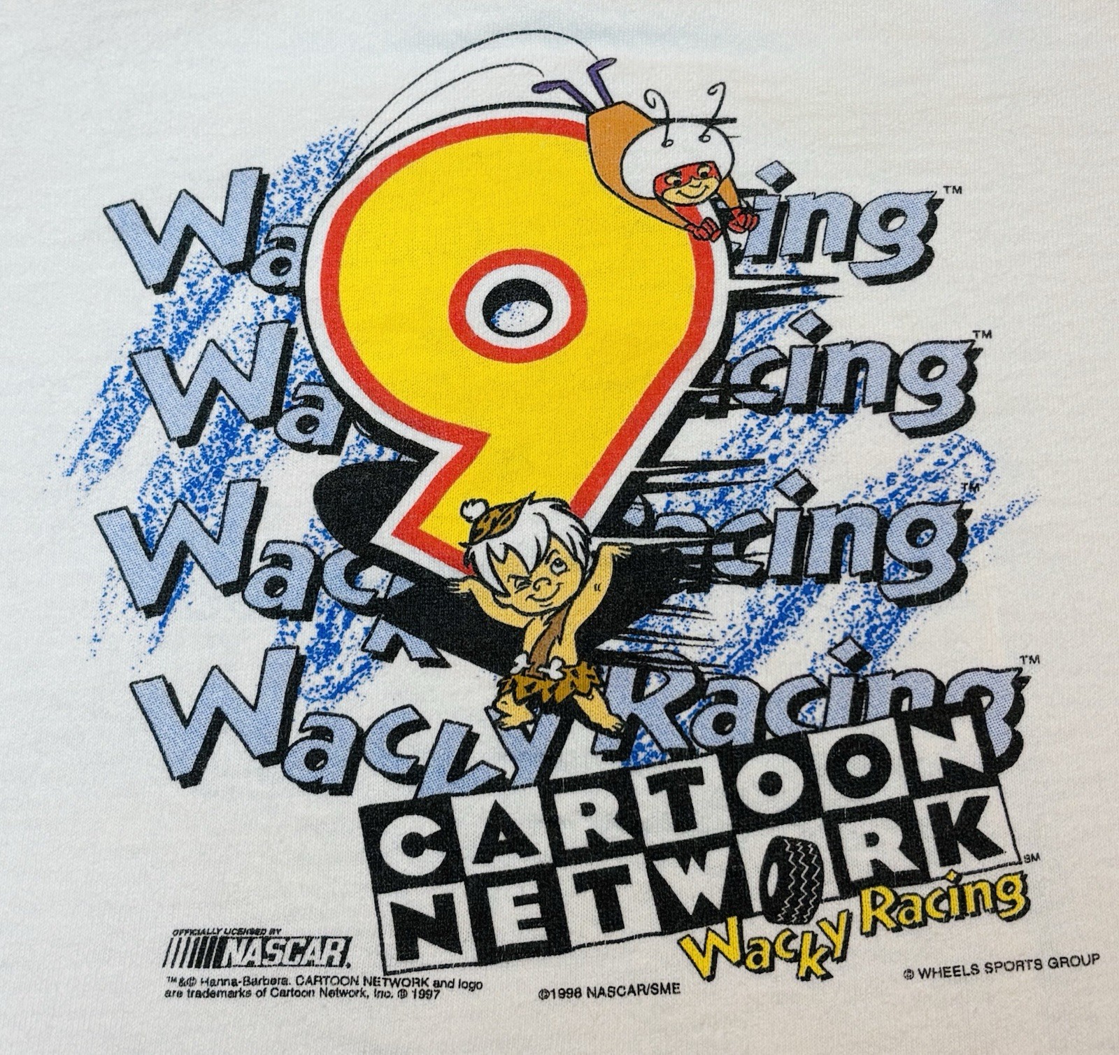 Vintage Kids Cartoon Network Wacky Racing Shirt NASCAR Hanna Barbera 1998 6/8