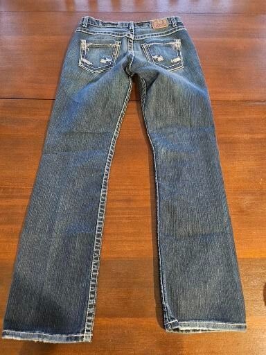 BKE Buckle Drew Womens Sz 28 x 30 1/2 Dark Boot Cut Stretch Jeans Big Stitch