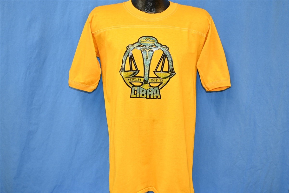 vtg 70s LIBRA GLITTER IRON ON ROACH ZODIAC HOROSCOPE 1978 JERSEY t-shirt M
