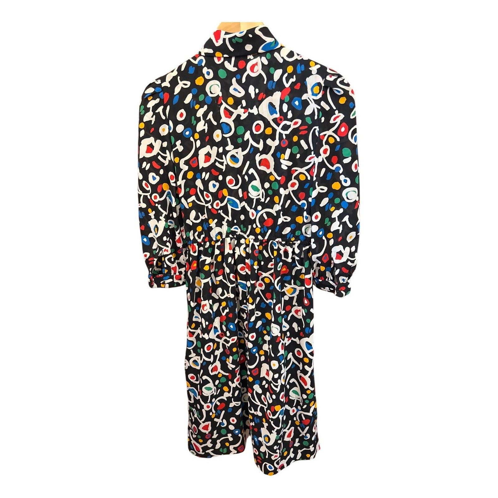 Vintage Leslie Fay Midi Dress Memphis Design Art Deco 80s Dopamine Dressing