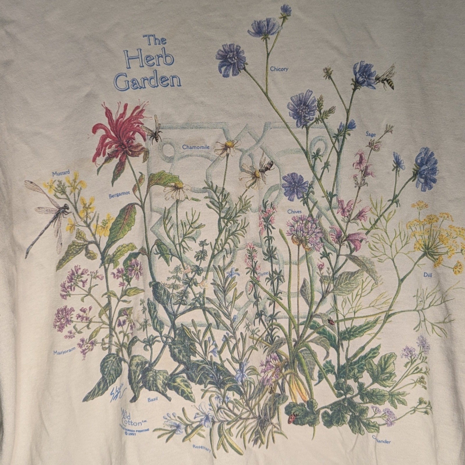 Vtg 1990s wild cotton “the herb garden” t shirt nature flower outdoor large