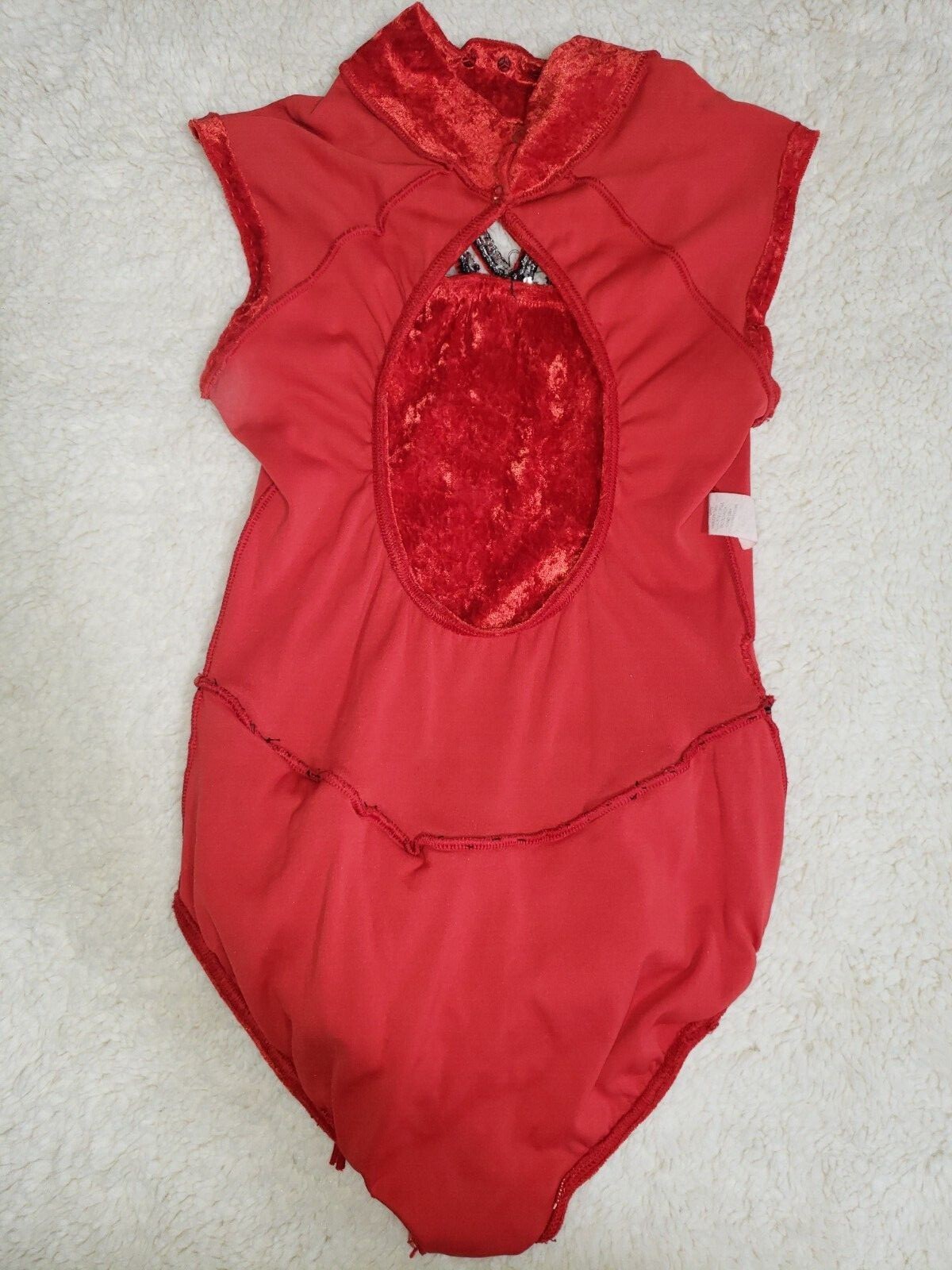 Vintage Performa Dancewear Glittering Red Velvet Tasseled Dress Made in USA