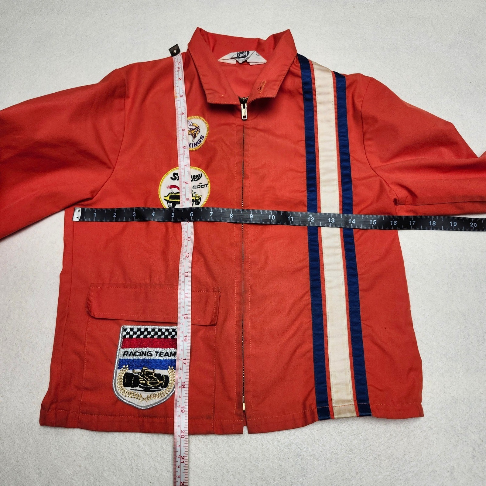 70s AJ Foyt Charlotte Motor Speedway BIG PATCH Racing Jacket Kids M Orange