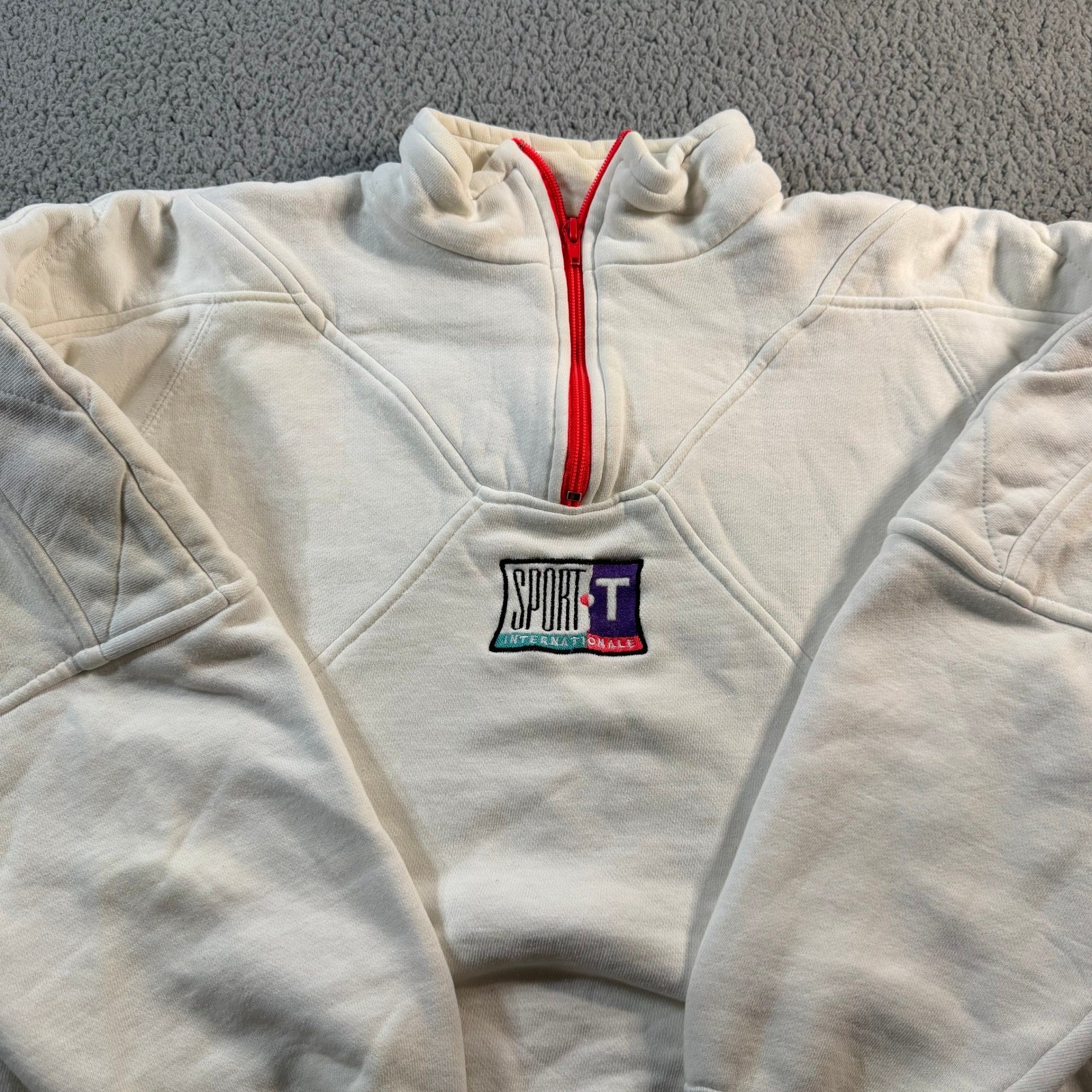 Vintage 1990 Sport-T Internationale Ski Graphic Quarter Zip Sweatshirt Mens M