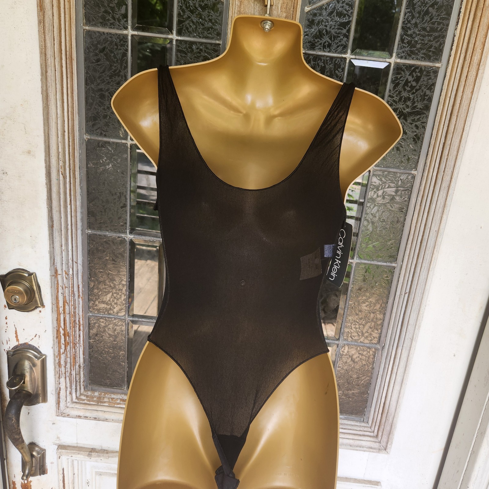 Vtg Sheer Mesh Calvin Klein Bodysuit 1990s L