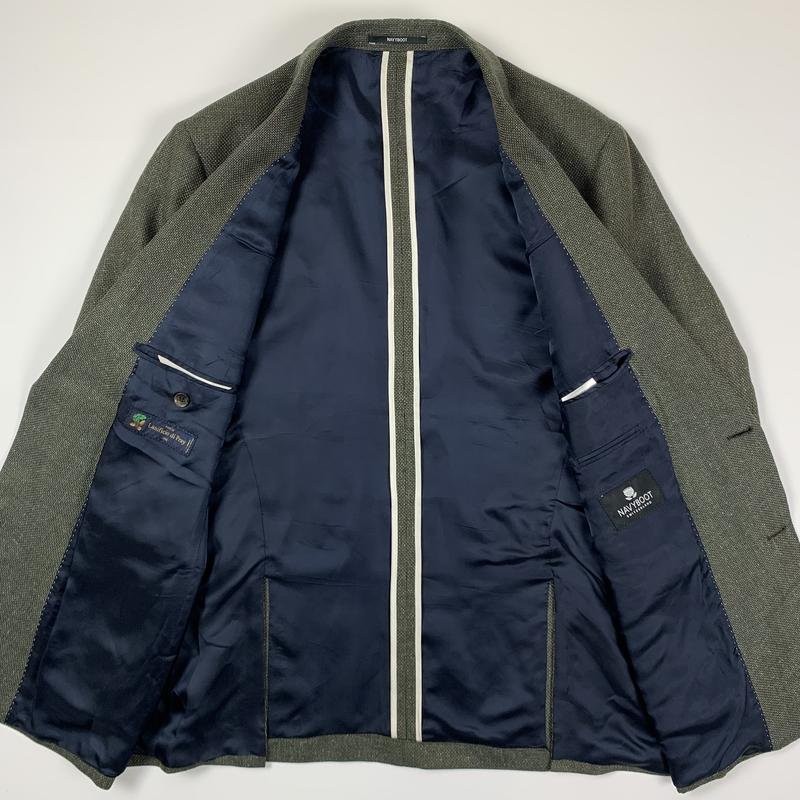 mens navy boot blazer khaki silk/linen 42/XL/50