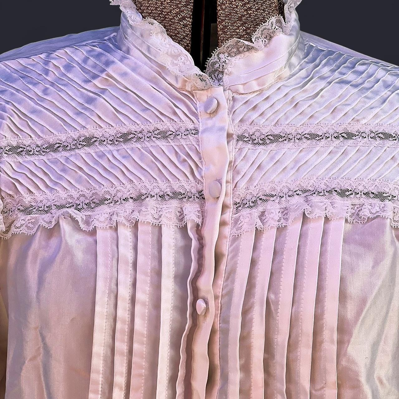 Vintage Gilligan O’Malley Victorian Satin Nightgown Dress white Cottage Core