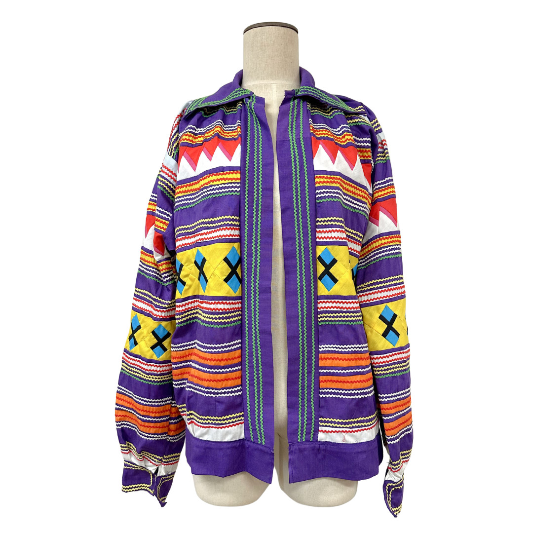 Vintage 1970s Seminole Purple Patchwork Handmade Open Jacket