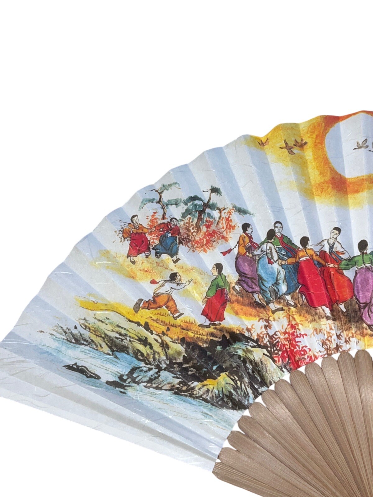 Korean Traditional Crafts Beautiful Folding Hand Fan Korean paper Folk Paint