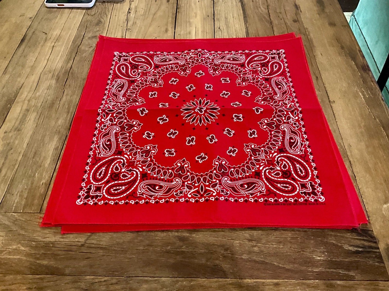 Vintage Have-A-Hank Bandana Red Paisley RN 15187 Made in the USA 100% Cotton