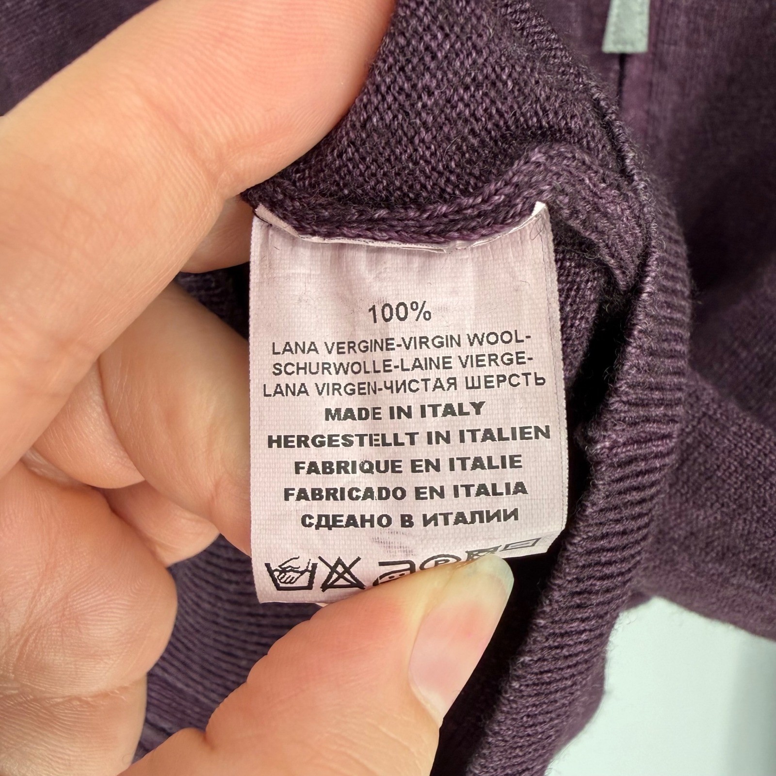 GRAN SASSO VINTAGE DEEP PLUM FULL ZIP CARDIGAN 56 100% VIRGIN WOOL SMART CASUAL