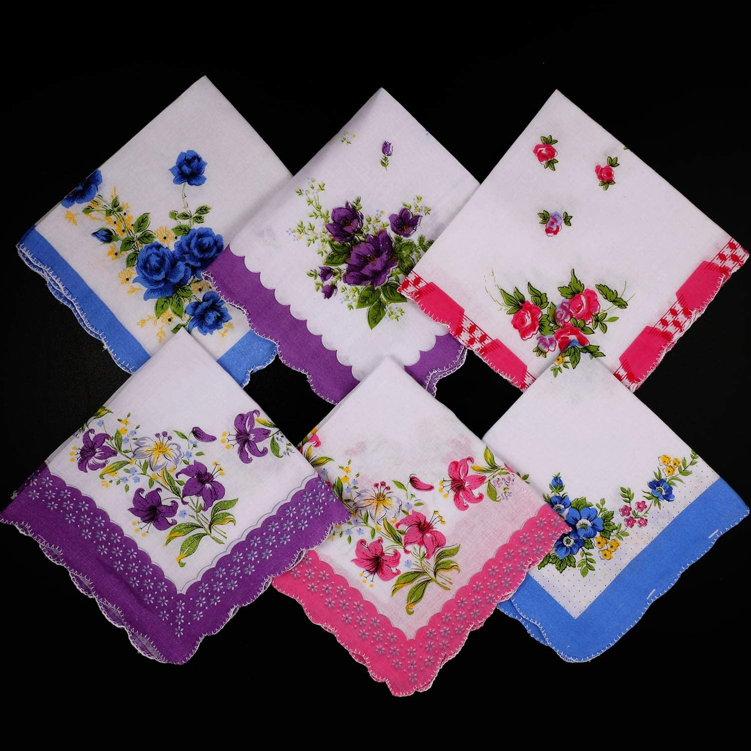 15 Pieces Ladies Handkerchiefs Womens Floral Handkerchiefs Set Vintage Handkerch